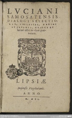 Dialogi selectiores coelestes, marini et inferni : graece et latine editi in usum puerorum