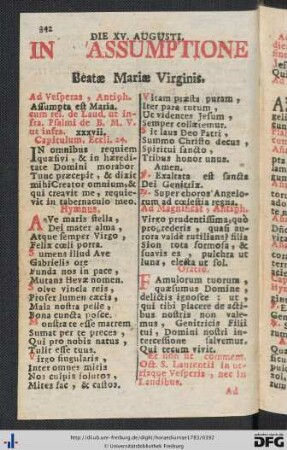 In Assumptione Beatae Mariae Virginis.