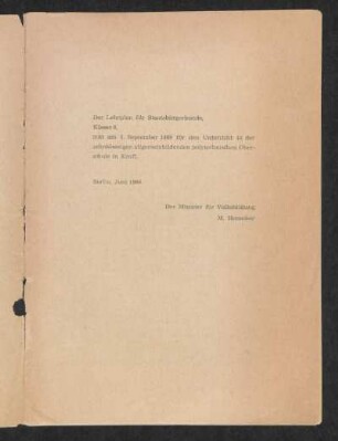 Der Lehrplan für
