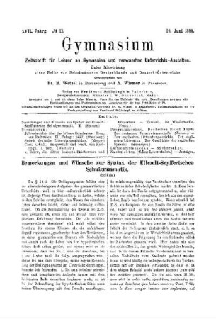 Bemerkungen und Wünsche zur Syntax der Ellendt-Seyffertschen Schulgrammatik : (Schluß)