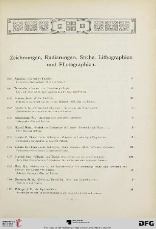 Zeichnungen, Radierungen, Stiche, Lithographien und Photographien (Nr. 1360-1378)