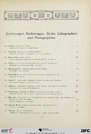 Zeichnungen, Radierungen, Stiche, Lithographien und Photographien (Nr. 1360-1378)