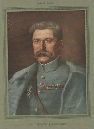 General Hirschauer in Uniform mit Orden, Brustbild in Halbprofil
