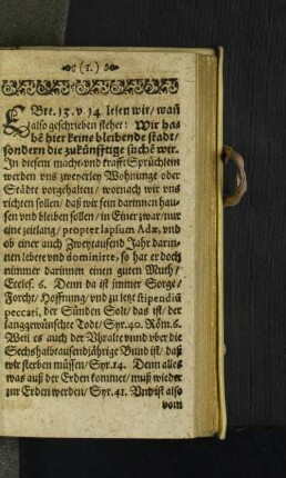 EBre. 13. v. 14 lesen wir/ wan[n] also geschrieben stehet: [...]