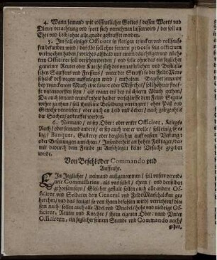 Von Befehl oder Commando und Auffruhr