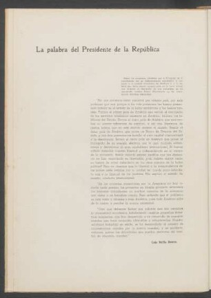 La palabra del Presidente de la República