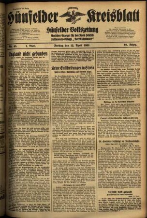Erste Ausgabe vom Freitag, den 12. April 1935.