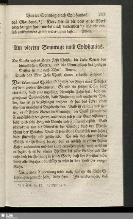 Am vierten Sonntage nach Epiphanias