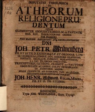 Disp. theol. de atheorum religione prudentum