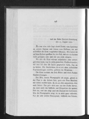 Auf der Bahn Zürich-Hamburg, den 23. August 1912