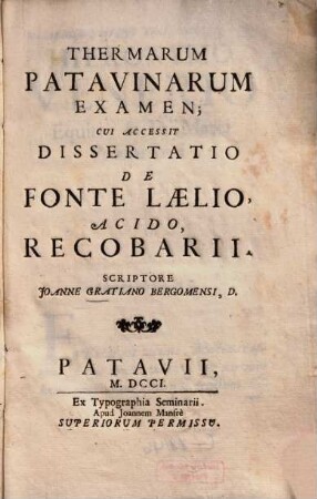 Thermarum Patavinarum examen