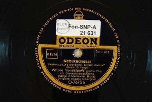 Nebukadnezar : (Nabucco) "Va pensiero, sull'ali dorate" / Musik: G. Verdi