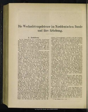 Die Wechselstempelsteuer im Norddeutschen Bunde und ihre Erhebeung