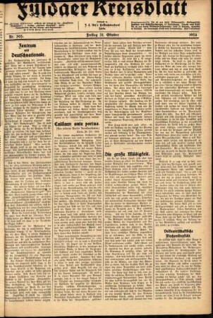 Ausgabe vom Freitag, den 31. Oktober 1924.