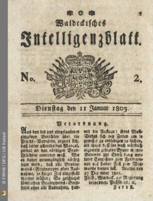 No. 2. Dienstag den 11 Januar 1803