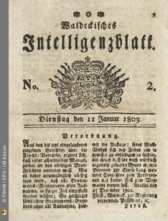 No. 2. Dienstag den 11 Januar 1803