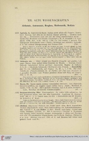 XII. Alte Wissenschaften (Nr. 1309- 1346)