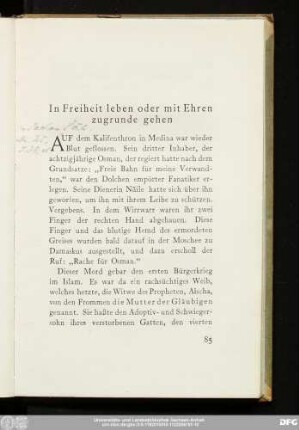 In Freiheit leben oder mit Ehren zugrunde gehen