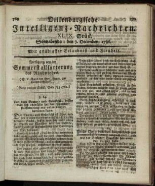 XLIX. Stück. Sonnabends: den 9. December, 1786.