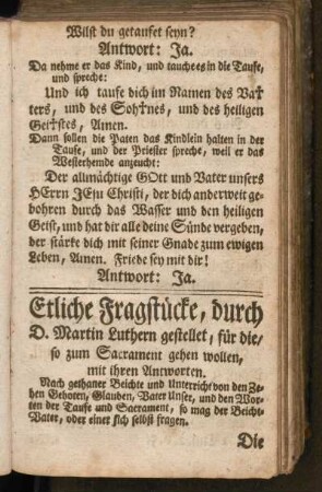 Etliche Fragstücke ... für die, so zum Sacrament gehen wollen, mit ihren Antworten