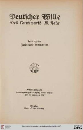 29,4: Deutscher Wille: des Kunstwarts