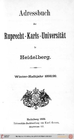 Wintersemester 1898/1899