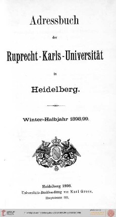 Wintersemester 1898/1899