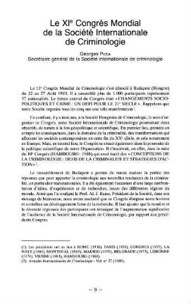 9-12, Le XIe Congrès mondial de la Société internationale de criminologie