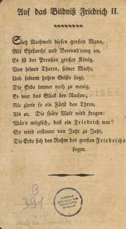 Auf das Bildniß Friedrich II.