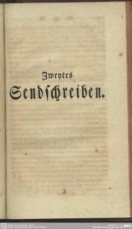 Zweytes Sendschreiben