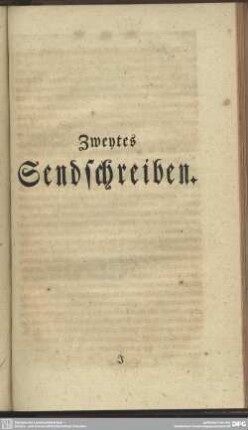 Zweytes Sendschreiben