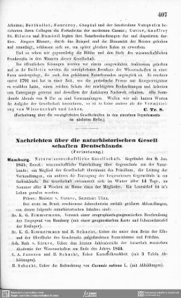 Nachrichten über die naturhistorischen Gesellschaften Deutschlands.