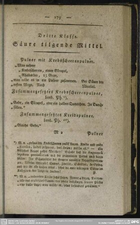 Dritte Klasse. Säure tilgende Mittel