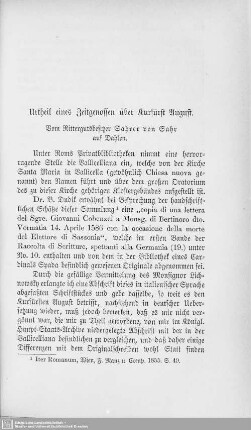 Urtheil eines Zeitgenossen über Kurfürst August
