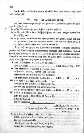 VII. Forst- und Oeconomie-Wesen