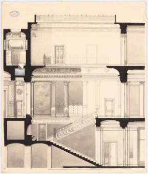 Preußisches Kultusministerium, Berlin: Schnitt durch das Treppenhaus 1:25