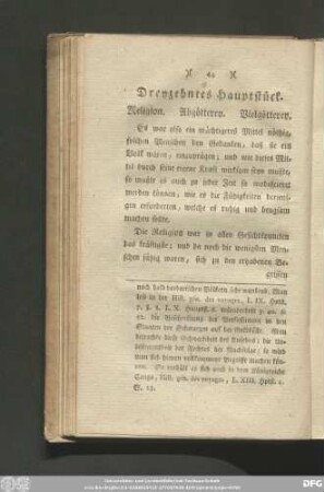 Dreyzehntes Hauptstück. Religion. Abgötterey. Vielgötterey.