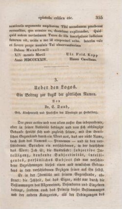355-410 Ueber den Logos : ein Beitrag zur Logik der göttlichen Namen