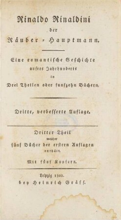 Dritter Theil: Welcher fünf Bücher der erstern Auflagen enthält : Mit fünf Kupfern