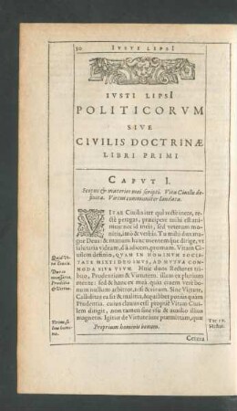 Iusti Lipsii Politicorum Sive Civilis Doctrinae Libri Primi