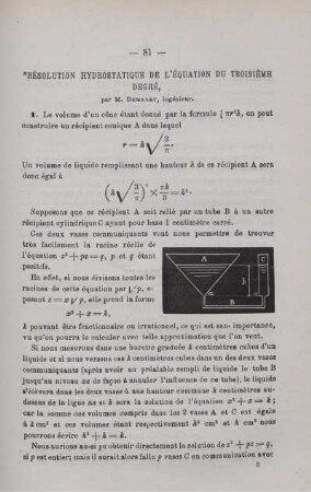 RÉSOLUTION HYDROSTATIQUE DE L'ÉQUATION DU TROISIÈME DEGRÉ.