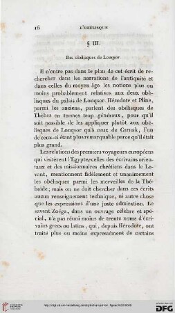 § III. Des obelisques de Louqsor