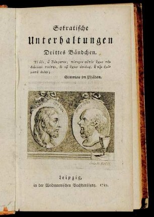 Drittes Bändchen: Sokratische Unterhaltungen. Drittes Bändchen
