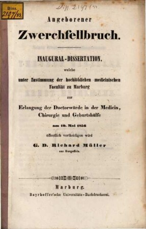 Angeborener Zwerchfellbruch : Inaug.-Diss.