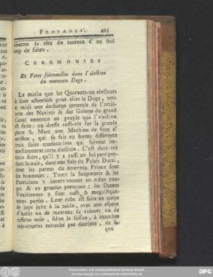 Ceremonies Et Fetes Solemnelles dans l'election du nouveau Doge.