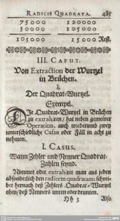 III. CAPUT. Von Extraction der Wurtzel in Brüchen.