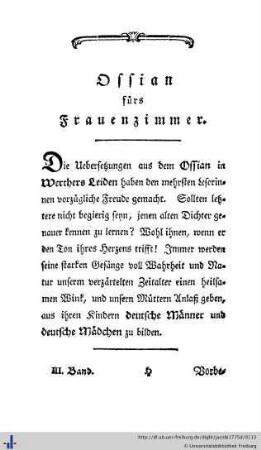 Ossian fürs Frauenzimmer.
