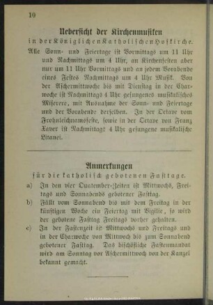Uebersicht der Kirchenmusiken