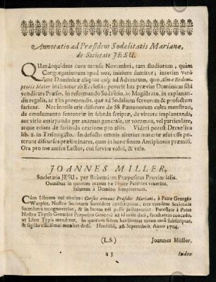 a3r-a3r, Annotatio ad Praesidem Sodalitatis Marianae, de Societate Jesu; ...
