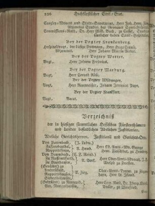 Verzeichniß der in hiesigen saemmtlichen Hessischen Fuerstenthuemern und Landen befindlichen Adelichen Justitiarien